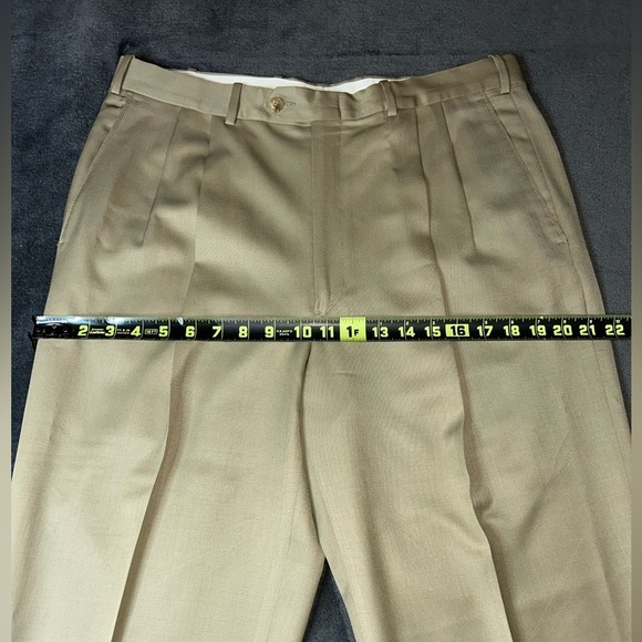 Nordstrom JB Britches Size 35 Khaki Pleated Front Wedding Office Dress Pants - Picture 5 of 14